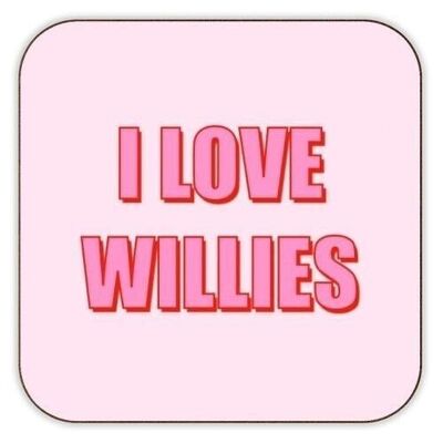 Dessous de verre 'I Love Willies Typographic Des