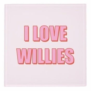 Dessous de verre 'I Love Willies Typographic Des 3