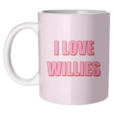 Tazas 'I Love Willies diseño tipográfico'