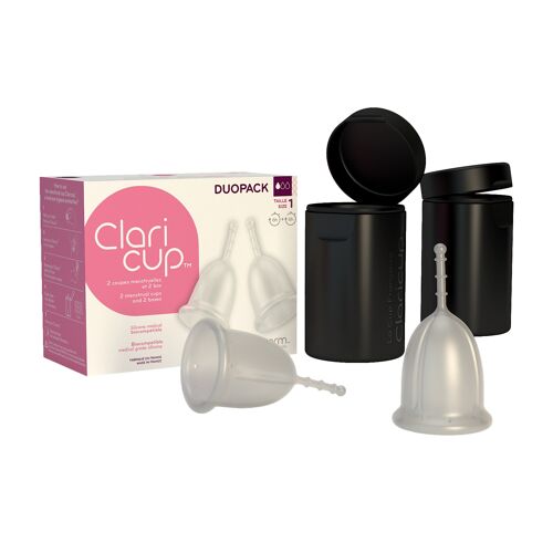 Duopack coupes menstruelles T1 Claricup + box de désinfection