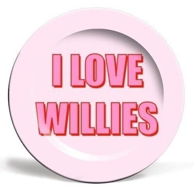 Placas 'I Love Willies diseño tipográfico