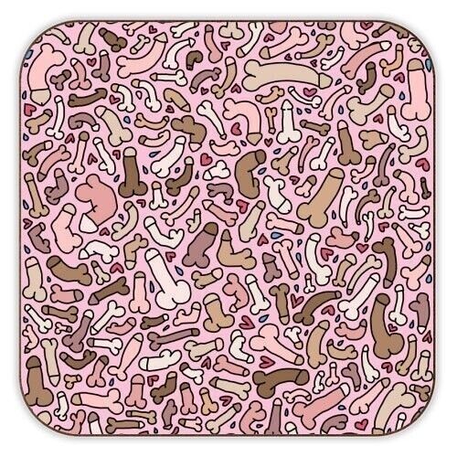 Coasters 'Pink penis pattern'
