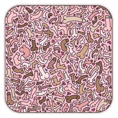 Coasters 'Pink penis pattern'
