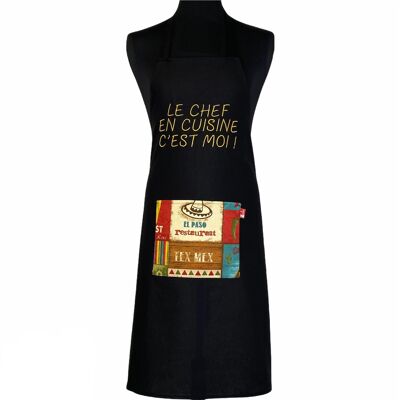 Apron, "The chef in the kitchen is me" black