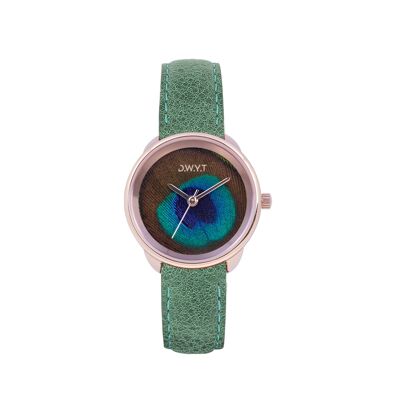 PLUME ROSEGOLD emerald women's watch (leather)