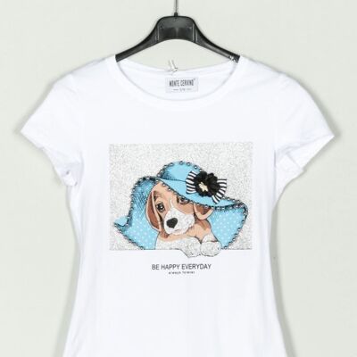 T-shirt chien perlé