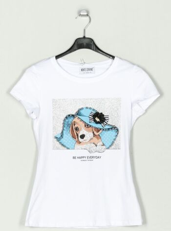T-shirt chien perlé 1