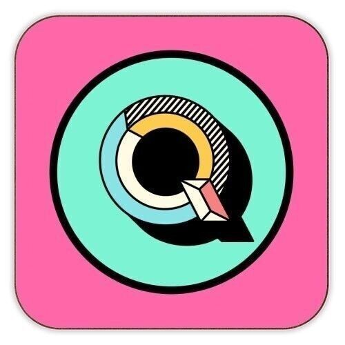 Coasters 'Q - Maximalist Bold Initial De