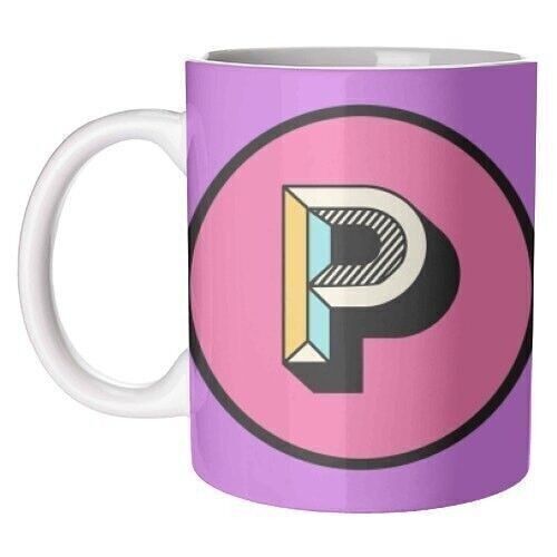 Mugs 'P - Bright and Bold Initial Letter