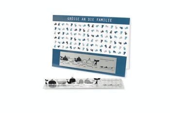 Skulpo carte de voeux en acier inoxydable famille de baleines 1