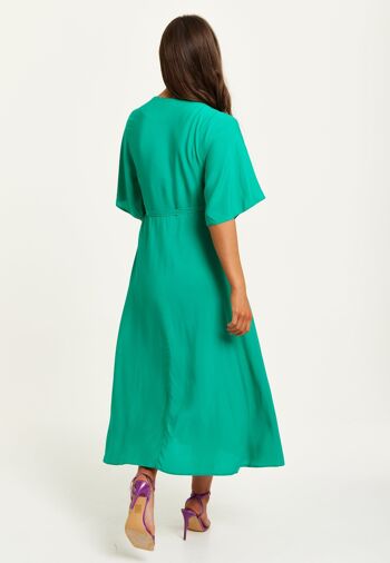 Maxi robe portefeuille vert liqueur avec manches kimono 5
