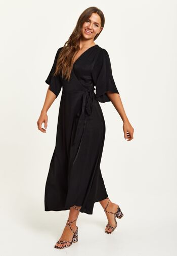 Maxi robe portefeuille noire Liquorish avec manches kimono 9