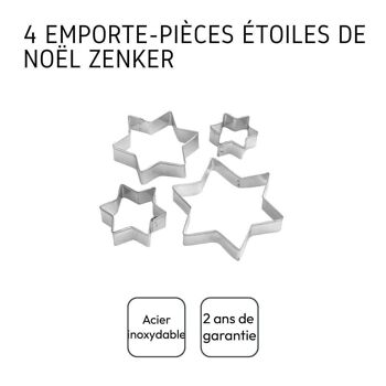 Lot de 4 emporte-pièces de Noël en forme d'étoiles Zenker Emporte-pièces 3