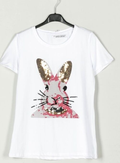 Camiseta conejo lentejuelas.