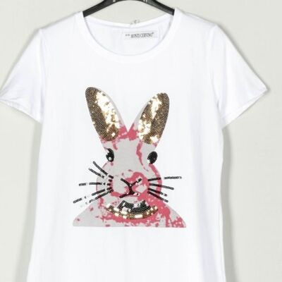 Sequin bunny t-shirt.