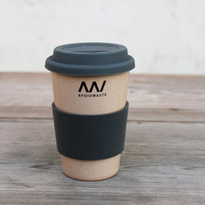 Kaffeebecher to go aus Reishülsen, 400ml - anthrazit
