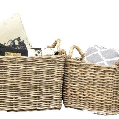 Nutella rect basket S/2 with handle rope