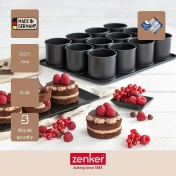 Plaque pâtisserie 12 mini moules ronds amovibles Zenker Black Metallic 4