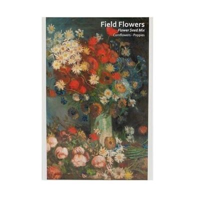 Postal con semillas de flores, Jarrón con flores, Van Gogh