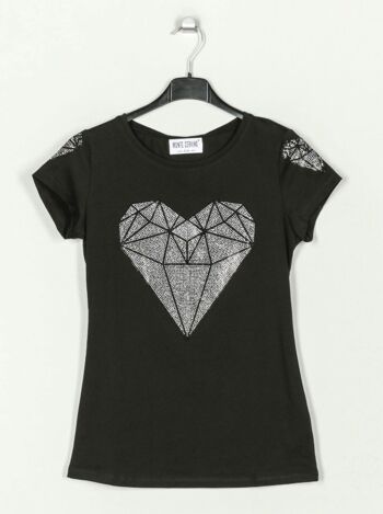 T-shirt coeur strass. 3