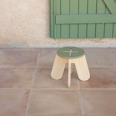 Tabouret en bois enfant X kaki