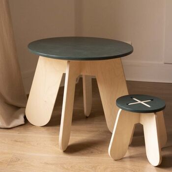 Tabouret en bois pour enfants X forêt magique (vert foncé) 5