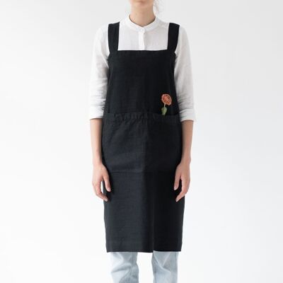 Black Linen Pinafore Apron