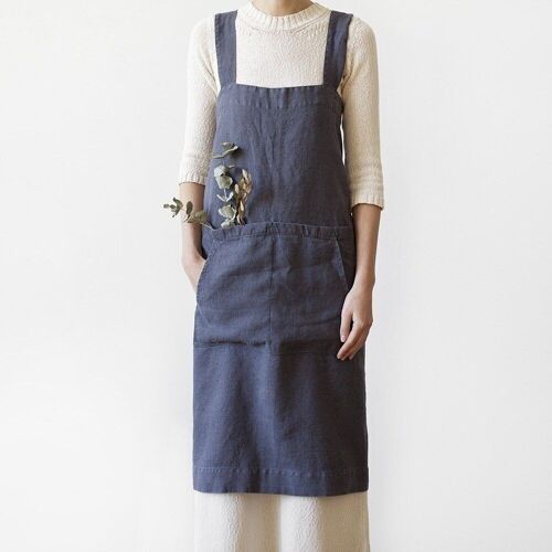 Dark Grey Linen Pinafore Apron