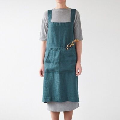 Deep Water Linen Pinafore Apron