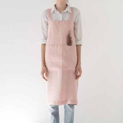 Misty Rose Linen Pinafore Apron