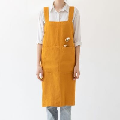 Mustard Linen Pinafore Apron