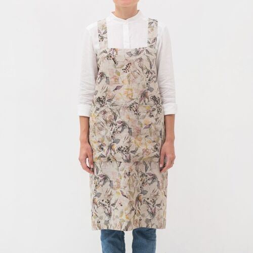 Meadow on Natural Linen Pinafore Apron
