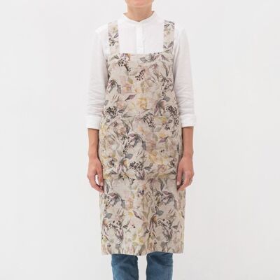 Meadow on Natural Linen Pinafore Apron