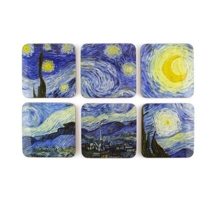 Sous-verres, lot de 6, Van Gogh, Nuit étoilée