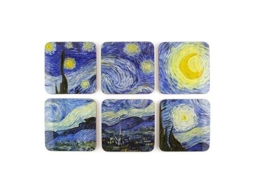 Coasters, set of 6, Van Gogh, Nuit étoilée