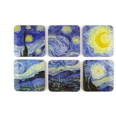 Coasters, set of 6, Van Gogh, Nuit étoilée