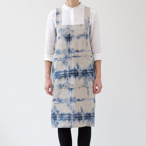 Tie Dye on Natural Linen Pinafore Apron