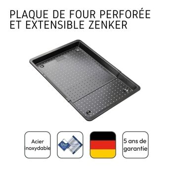 Plaque à pizza rectangulaire perforée extensible 37 à 52 x 33 cm Zenker Black Metallic 4