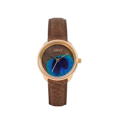 Montre femme PLUME GOLD brun (cuir)