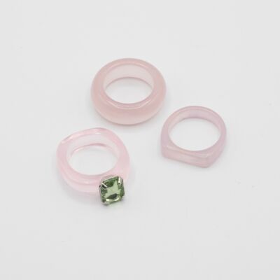 Conjunto de anillos rosa Spritely