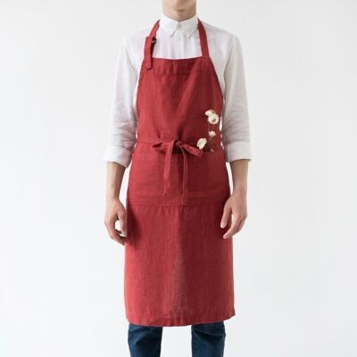 Red Pear Linen Chef Apron