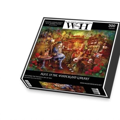 300 Piece Wooden Whimsy Jigsaw Puzzle - Alice in the Library - Artwork by SHU