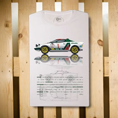 Original Race T-Shirt Lancia Stratos Teak Weiß | Autos und ich
