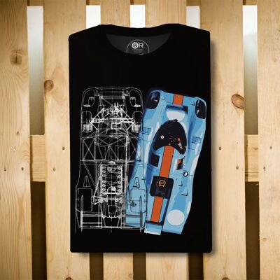 Original Race T-Shirt Porsche 917 Gulf Tech Schwarz | Autos und ich