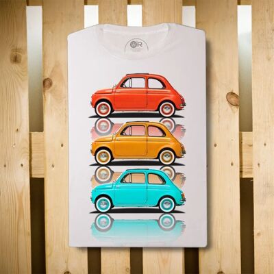 Original Race T-Shirt Fiat 500 3 Weiß | Autos und ich