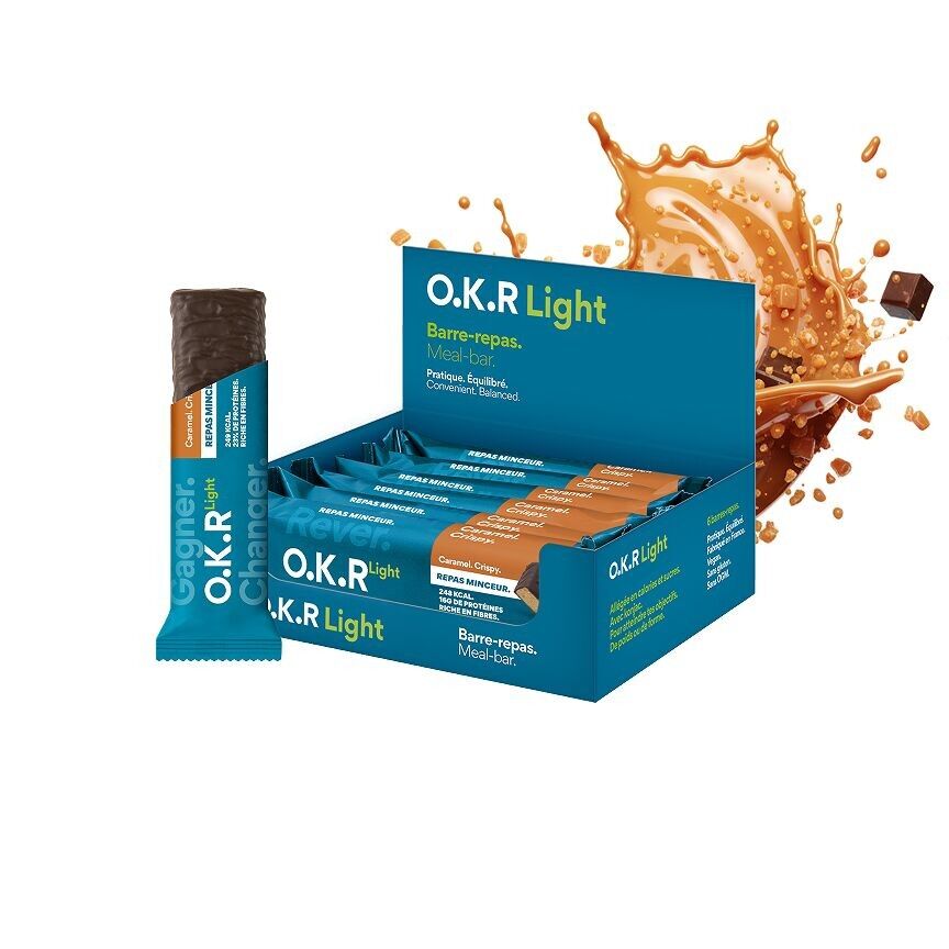 Barrita proteica vegana de caramelo para adelgazar. Crujiente.