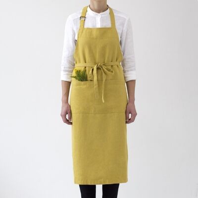 Lemon Curry Linen Chef Apron