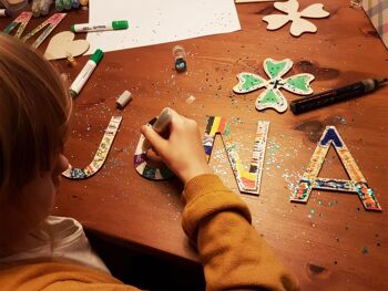 Lettre F en bois, lettre autocollante de 11 cm de haut pour la peinture et l'artisanat soi-même - badges nominatifs ♥︎ fabriqué en Allemagne 5