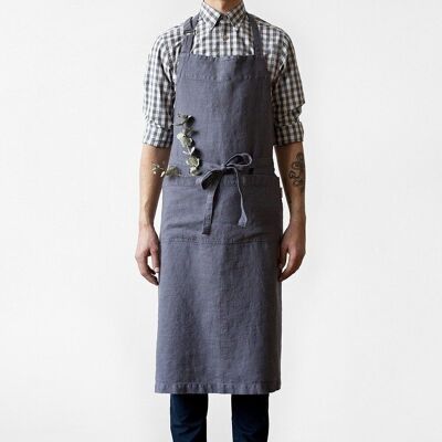 Dark Grey Linen Chef Apron