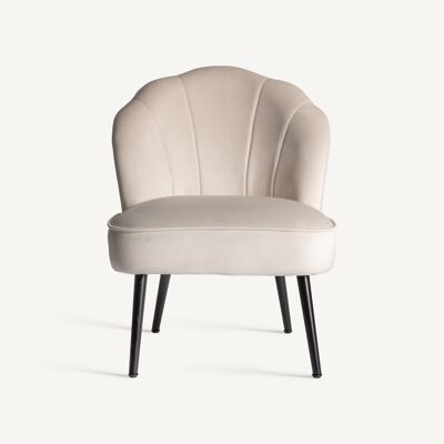 Gepolsterter Sessel Julia aus weißem Samt - 57x65x72cm